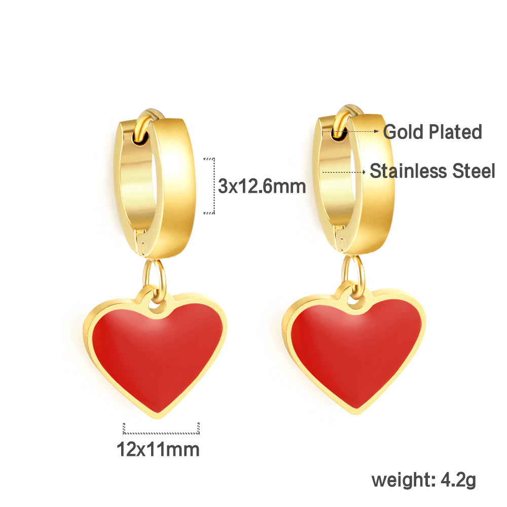 3x12.6mm circle with heart-shaped oil drop earrings asonjewelry